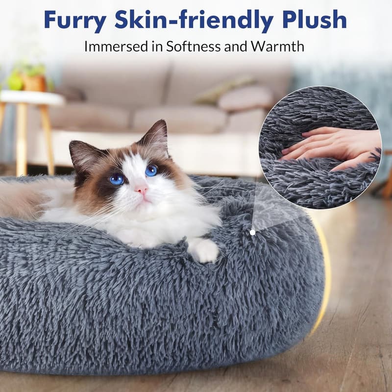 Fluffy Round Cat Bed, 20