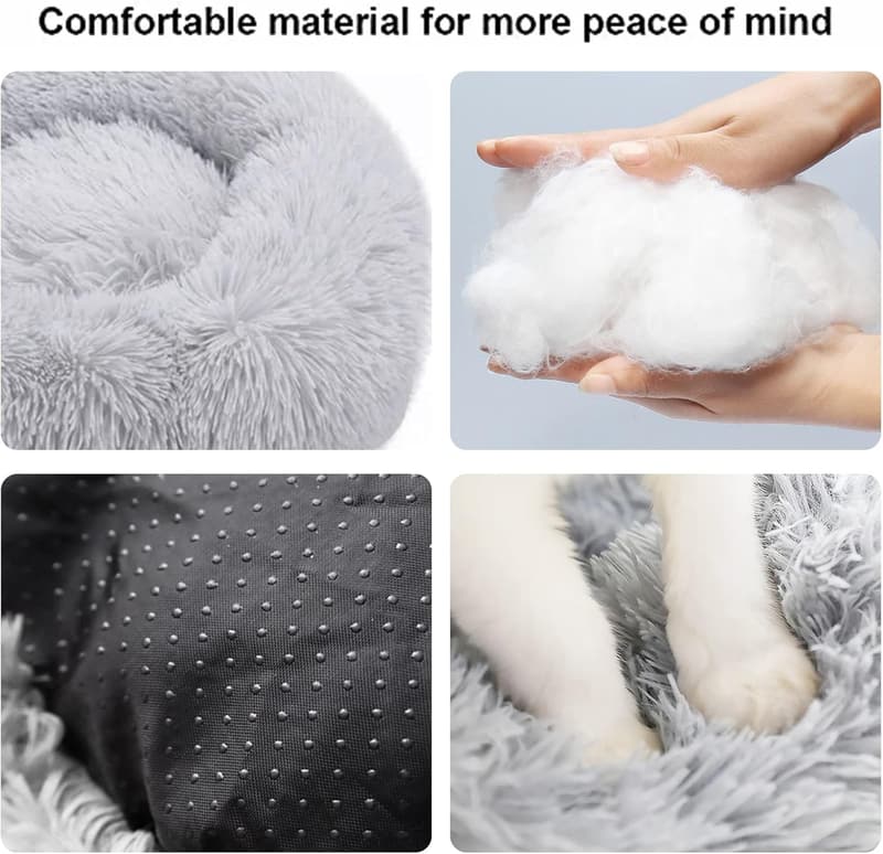 Washable 20-Inch Round Cat & Dog Bed with Non-Slip Bottom