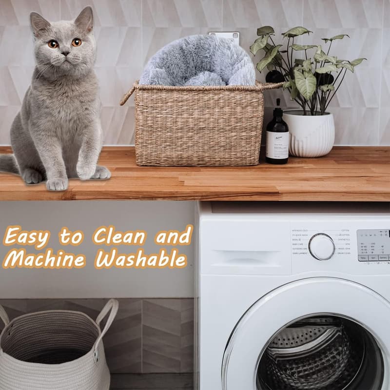 Washable 20-Inch Round Cat & Dog Bed with Non-Slip Bottom