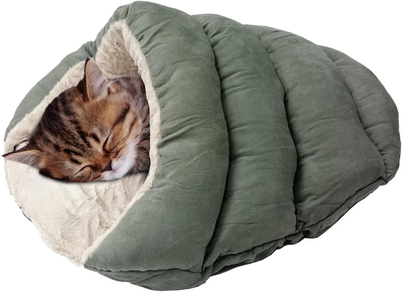 Sage Cat Cave Bed for Indoor Pets Under 10 lbs.