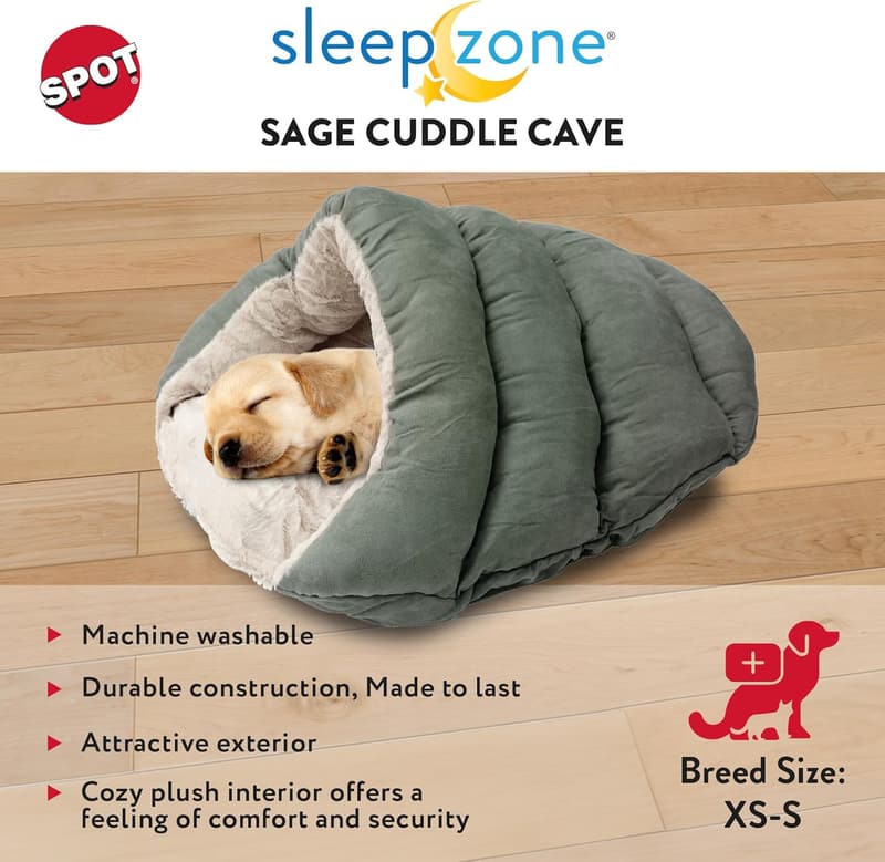 Sage Cat Cave Bed for Indoor Pets Under 10 lbs.