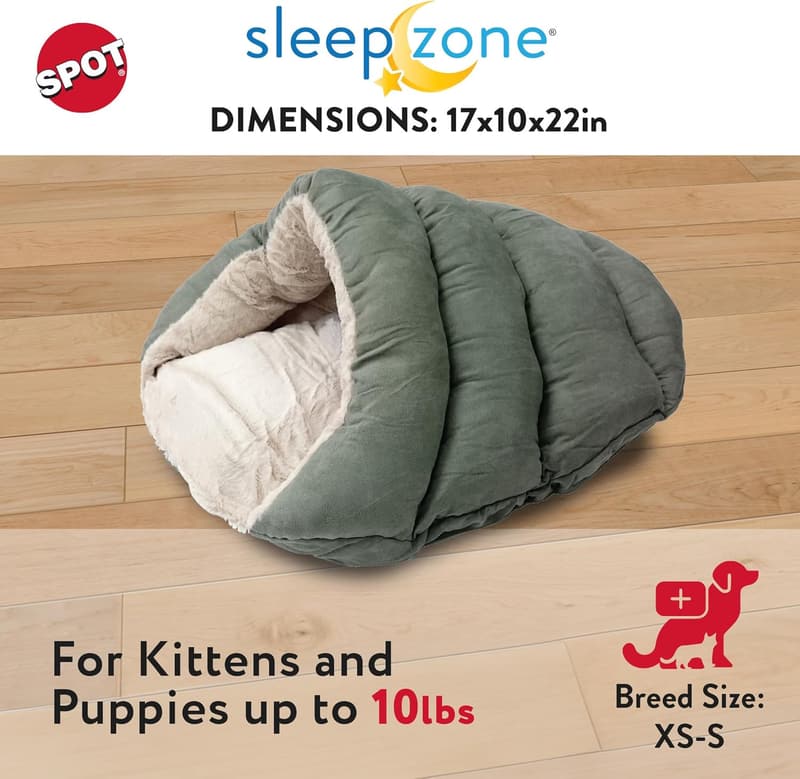 Sage Cat Cave Bed for Indoor Pets Under 10 lbs.