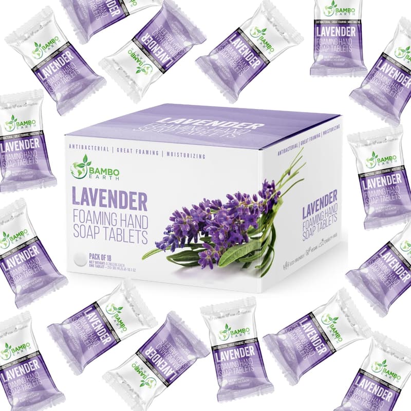 Eco-Friendly Lavender Foaming Hand Soap Tablet Refills - 18 Pack