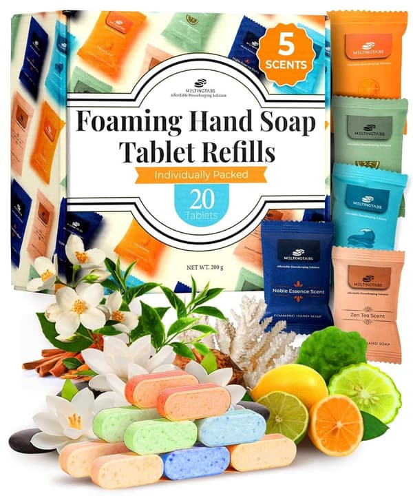 Foaming Hand Soap Tablets – 20 Concentrated Refills in 5 Scents
