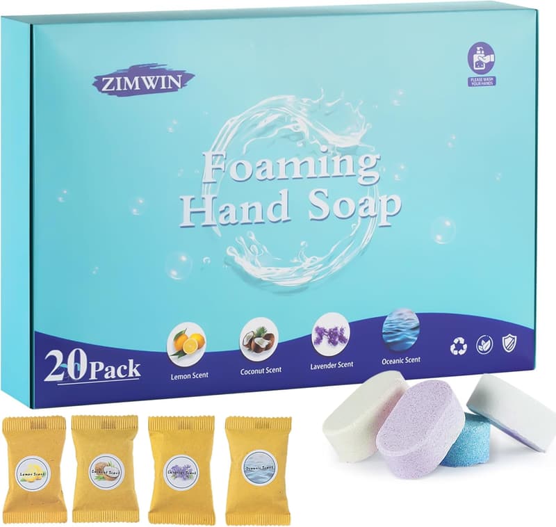 Eco-Friendly Hand Soap Tablets - 20 Pack, 4 Scents, 240 fl oz Total