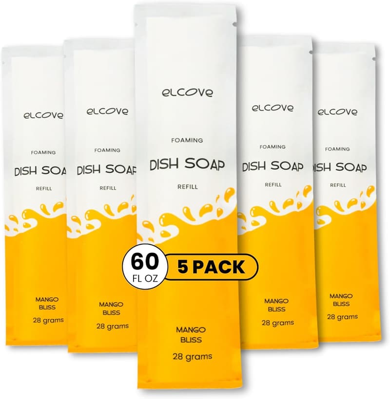 Eco-Friendly Dish Soap Powder Refills (5-Pack) - Non-Toxic, Plastic Free