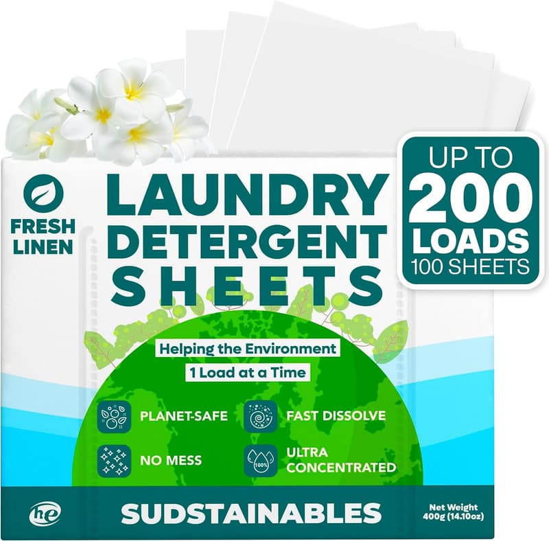 Eco-Friendly Laundry Detergent Sheets (200 Loads) - Fresh Linen
