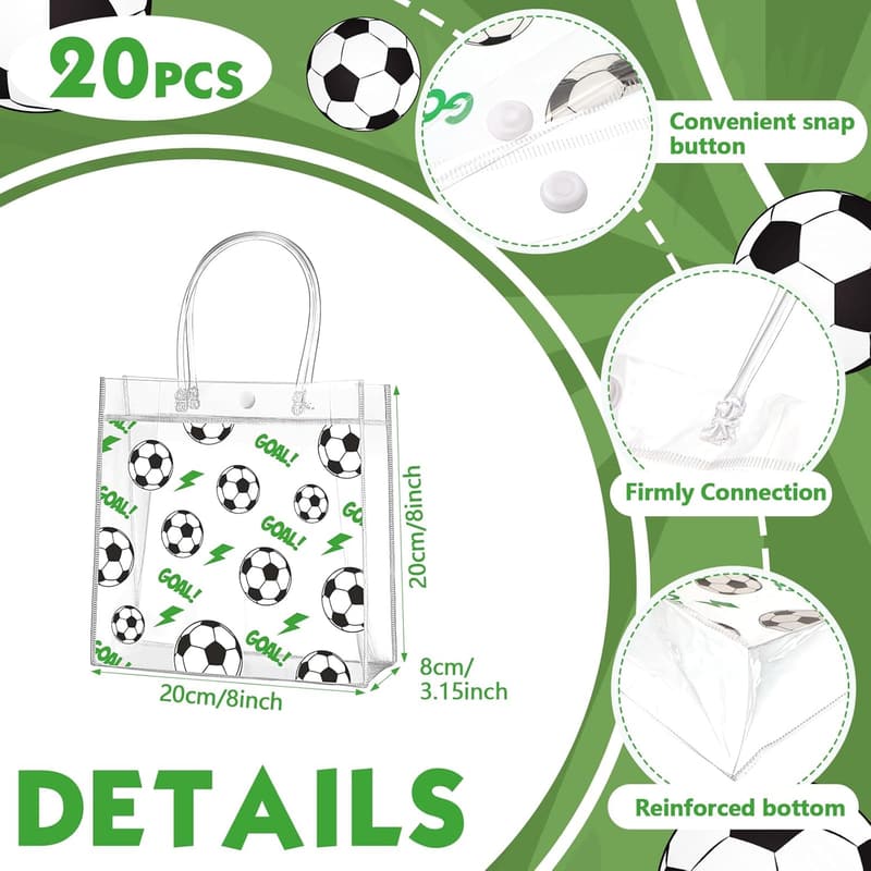 Soccer Party Goodie Bags - 20 Pack, PVC, Sport Theme