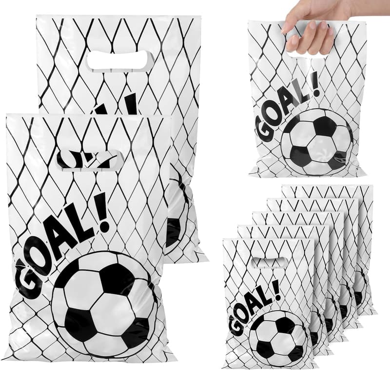 Soccer Party Goodie Bags - 50 Plastic Bags for Kids & Teens