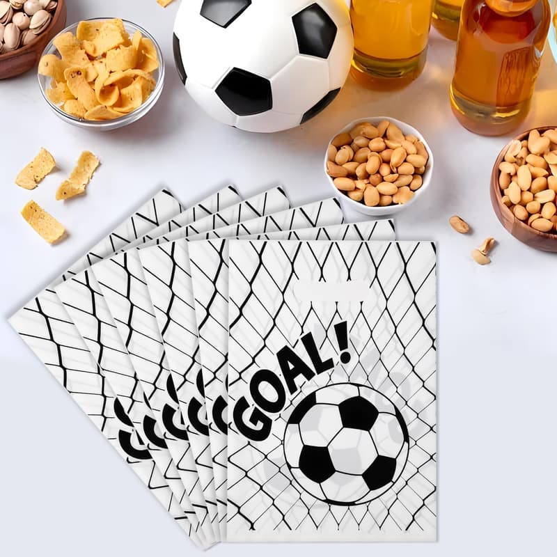 Soccer Party Goodie Bags - 50 Plastic Bags for Kids & Teens