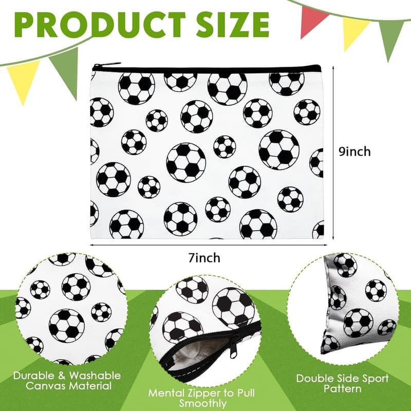 Soccer-Themed Cosmetic Bag Set for Girls, 20 Pcs