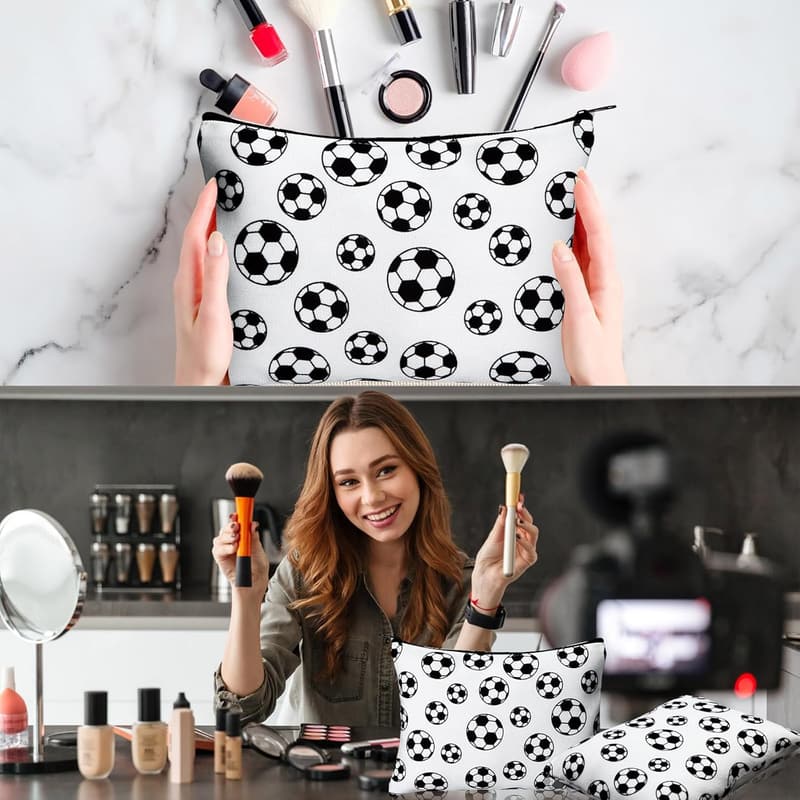 Soccer-Themed Cosmetic Bag Set for Girls, 20 Pcs