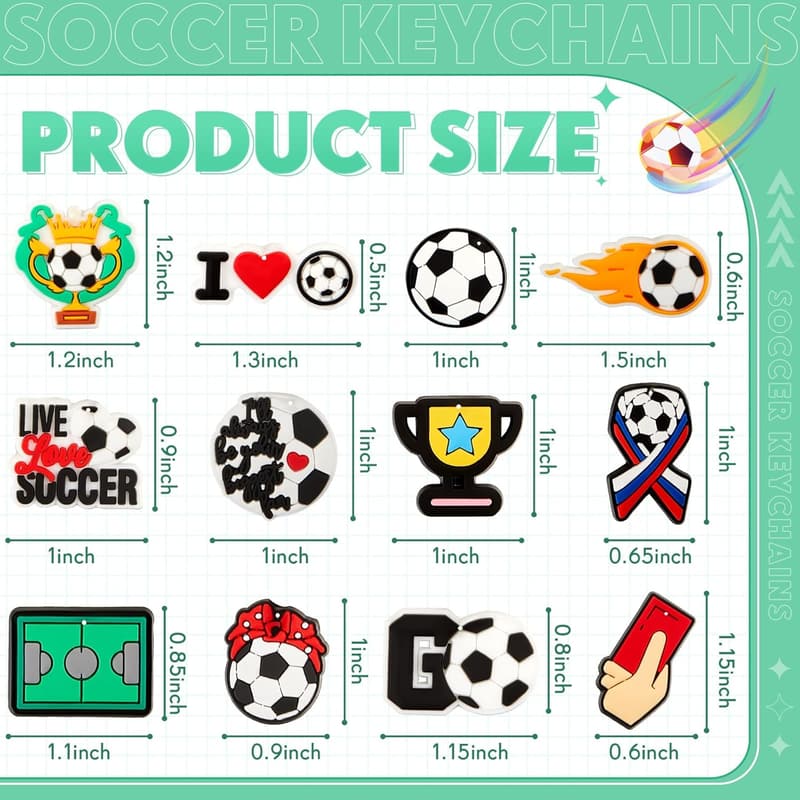 Soccer Keychains - 36 Pack Bulk Party Favors