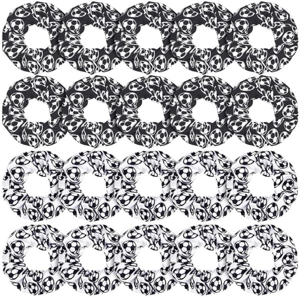 Soccer Hair Ties - 20 Satin Scrunchies for Girls & Women