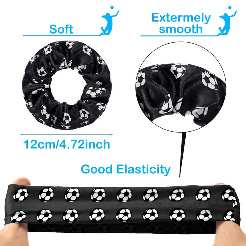 Soccer Hair Ties - 20 Satin Scrunchies for Girls & Women
