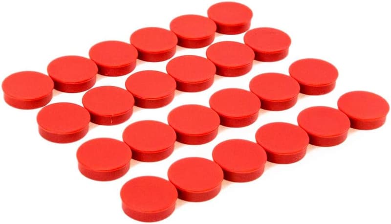 Red Button-Shaped Fridge Magnets - Small Colorful Discs for Teachers
