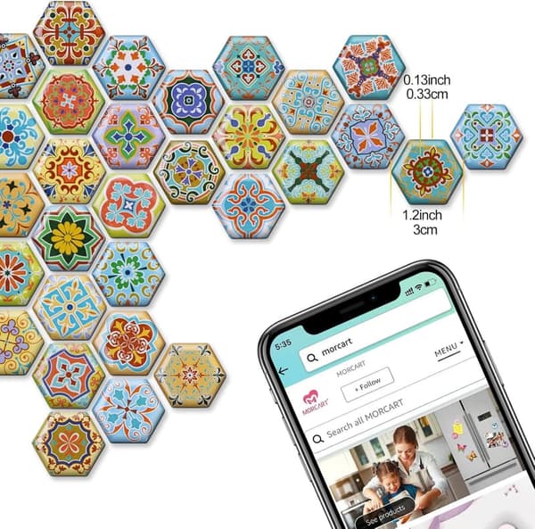 Cute Hexagon Fridge Magnets - 30PC Set for Home & Office