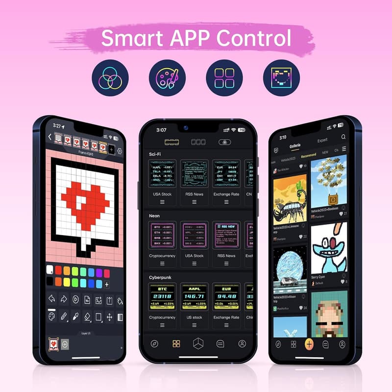 Cute Gaming Digital Clock with App Control & Pixel Art Display