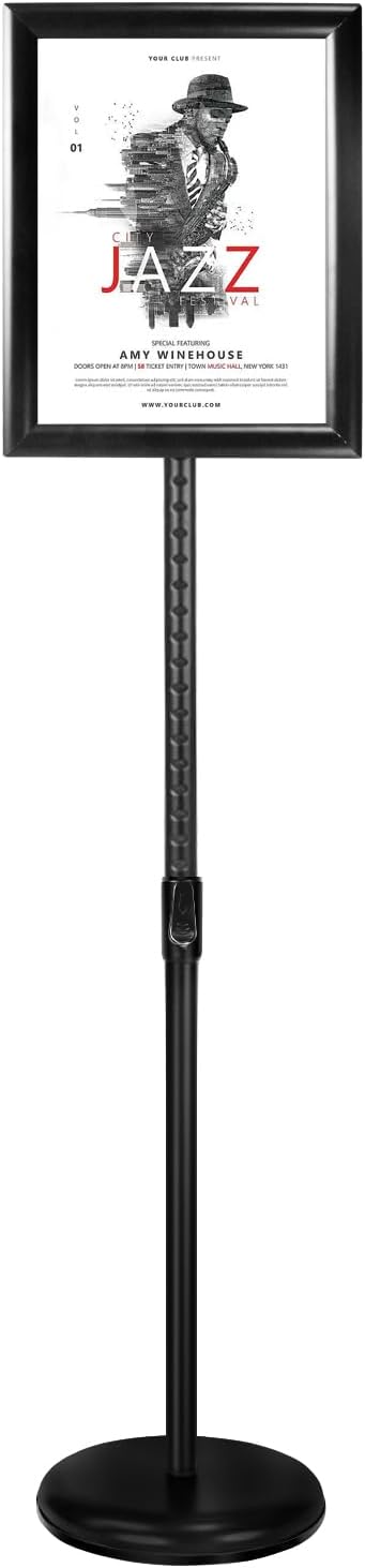 Adjustable Aluminum Snap Frame Stand for 8.5 x 11 Signs (Black)