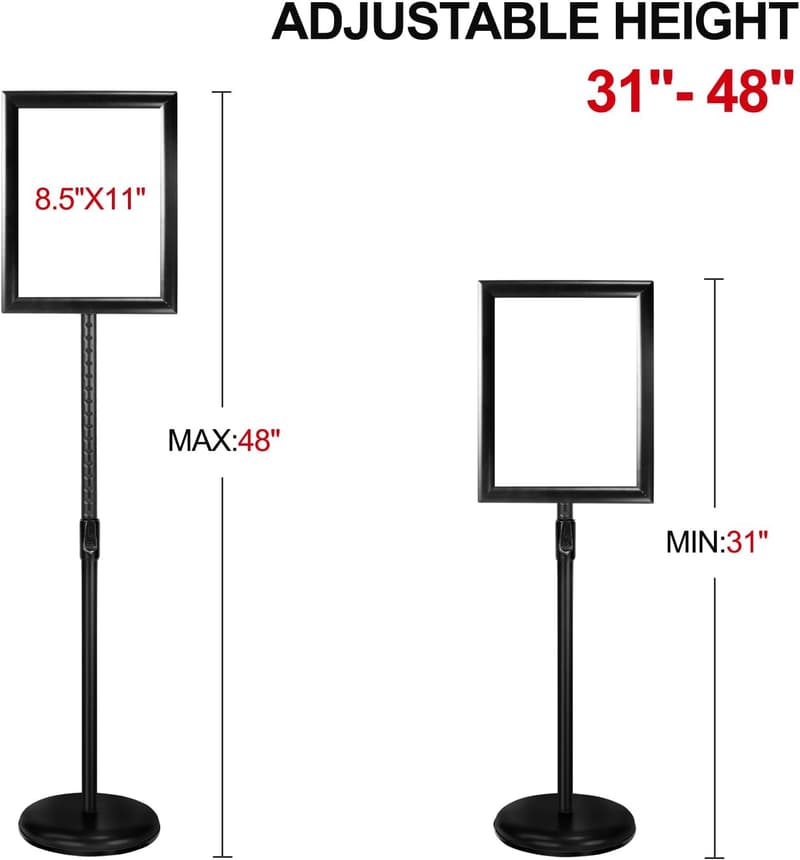 Adjustable Aluminum Snap Frame Stand for 8.5 x 11 Signs (Black)