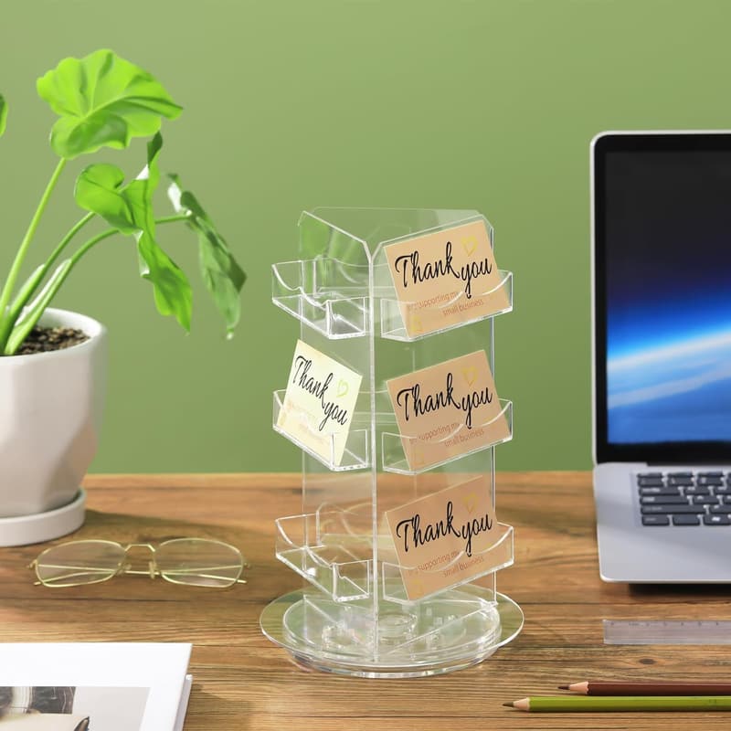 Acrylic 3-Tier Spinning Business Card Holder for Desk