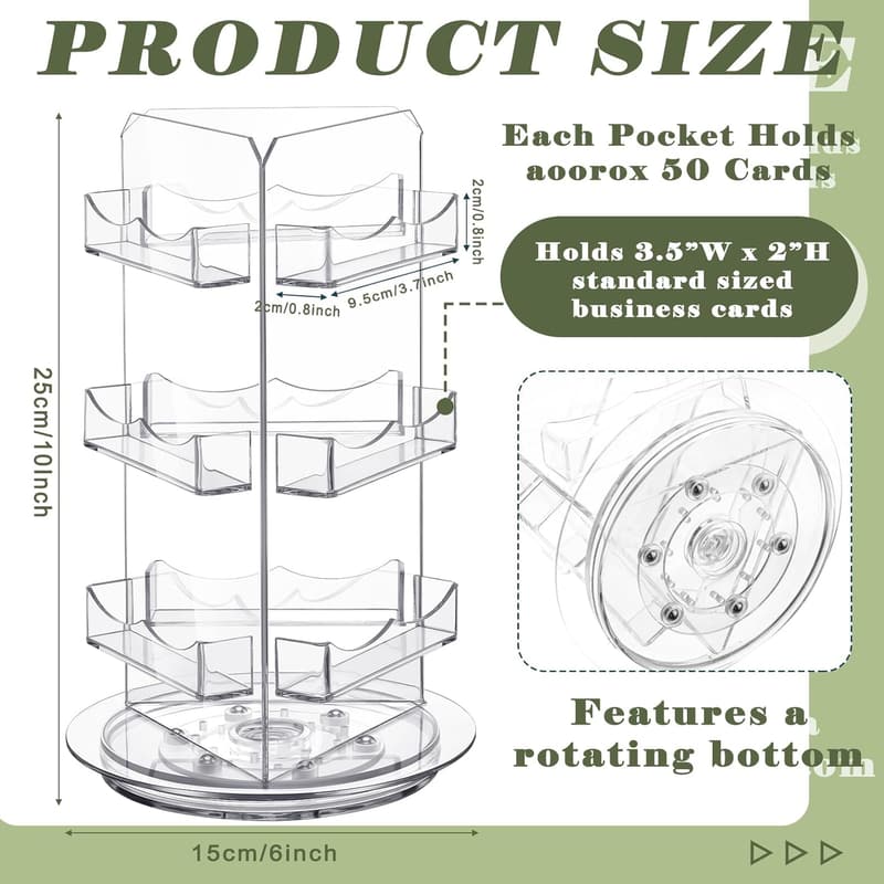 Acrylic 3-Tier Spinning Business Card Holder for Desk