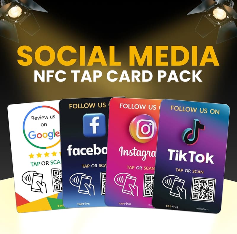 Social Media NFC Review Cards - Reusable 5-Pack