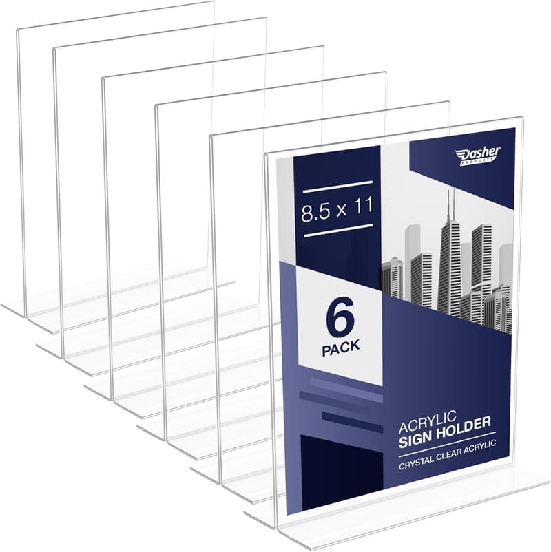 Double-Sided Acrylic Table Stand for Menus (6 Pack)