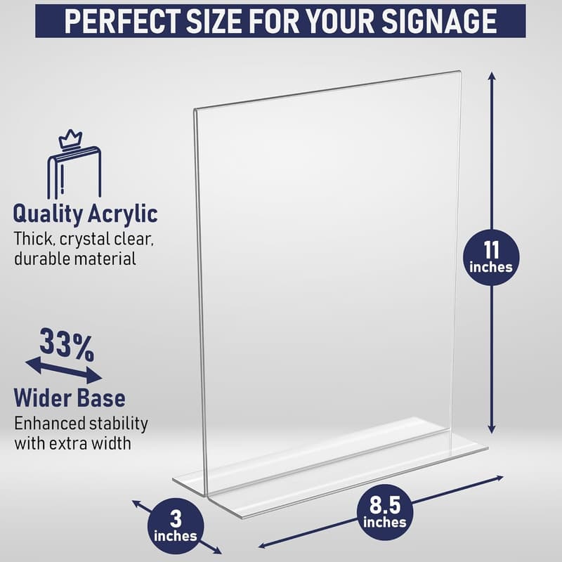 Double-Sided Acrylic Table Stand for Menus (6 Pack)