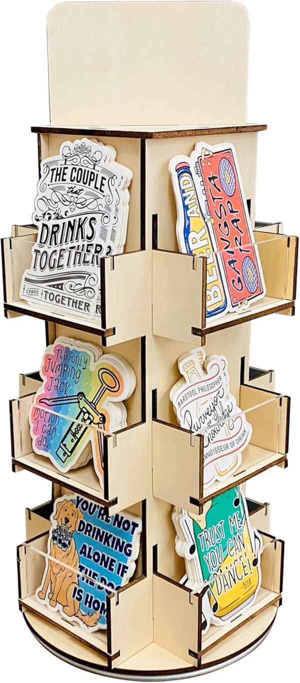 360° Spinning Wooden Display Stand, 3-Tier Organizer