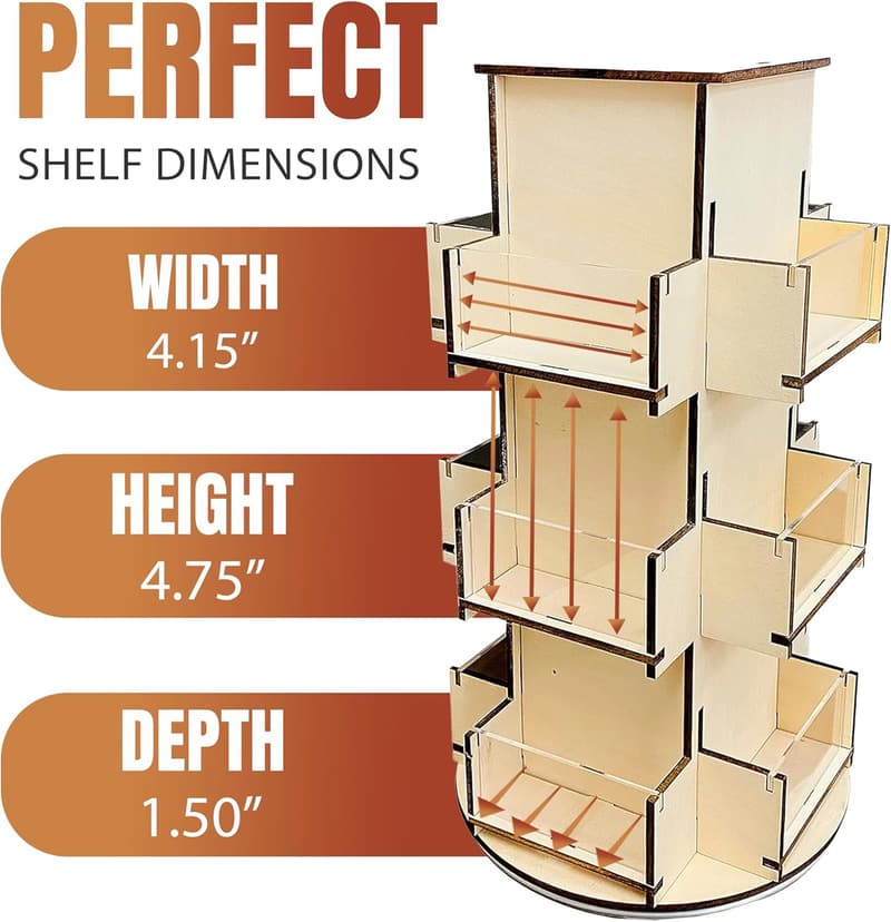 360° Spinning Wooden Display Stand, 3-Tier Organizer