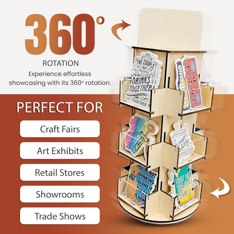 360° Spinning Wooden Display Stand, 3-Tier Organizer
