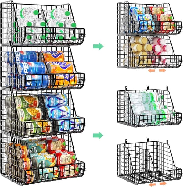 72-Can Stackable Organizer with Adjustable Dividers - 4-Pack
