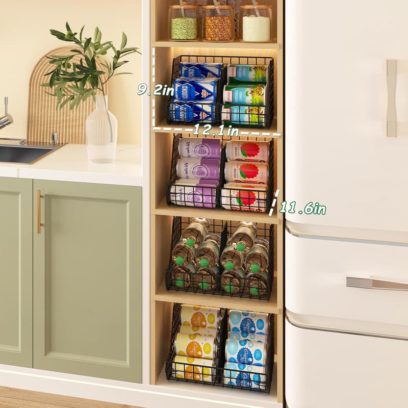 72-Can Stackable Organizer with Adjustable Dividers - 4-Pack