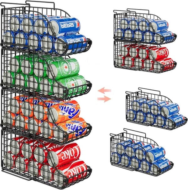 Black Stackable Canned Food Organizer with Handles - 4-Pack