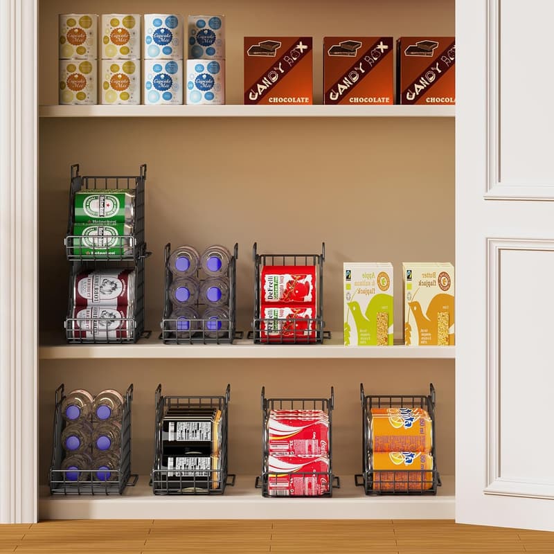 Black Stackable Canned Food Organizer with Handles - 4-Pack