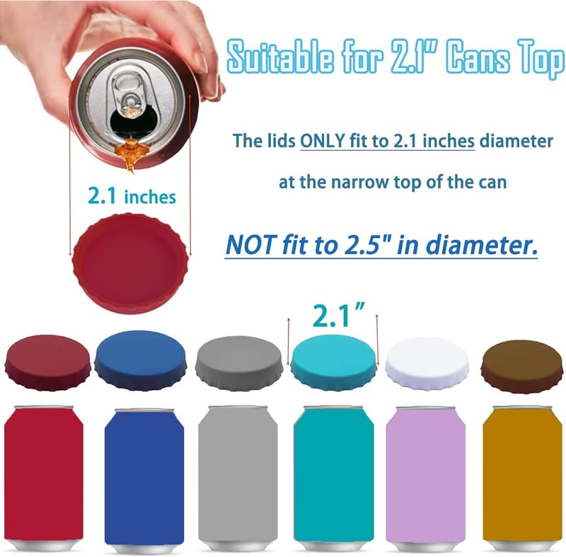 Soda Can Covers - 6 Pack Reusable Silicone Lids