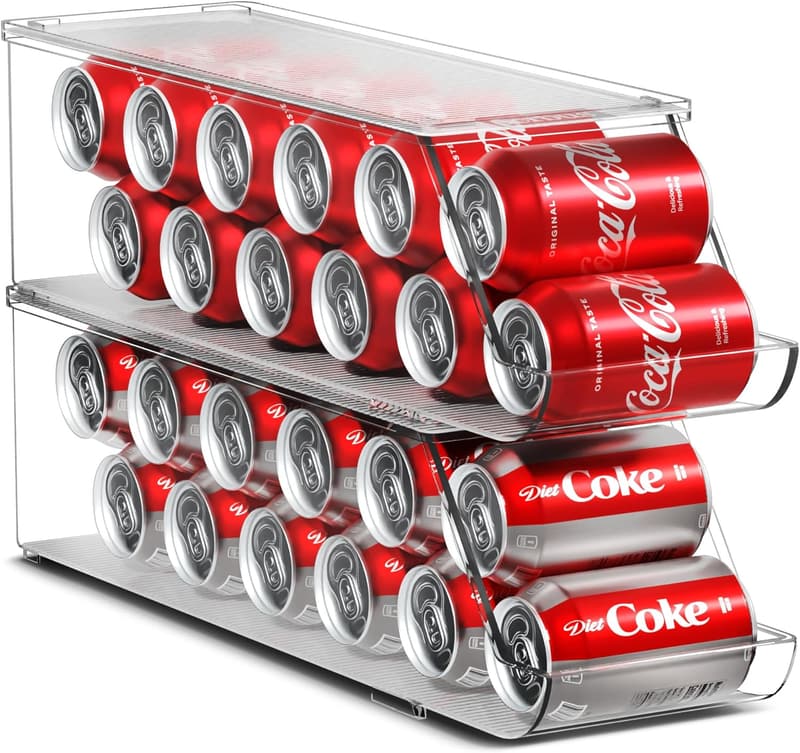 Stackable Soda Can Organizer with Lid - BPA-Free (2-Pack)