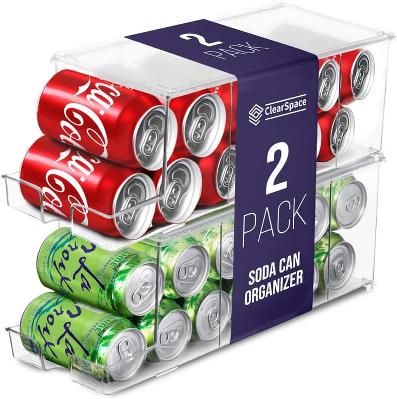 Soda Can Organizer & Dispenser - Stackable, BPA-Free - 2 Pack