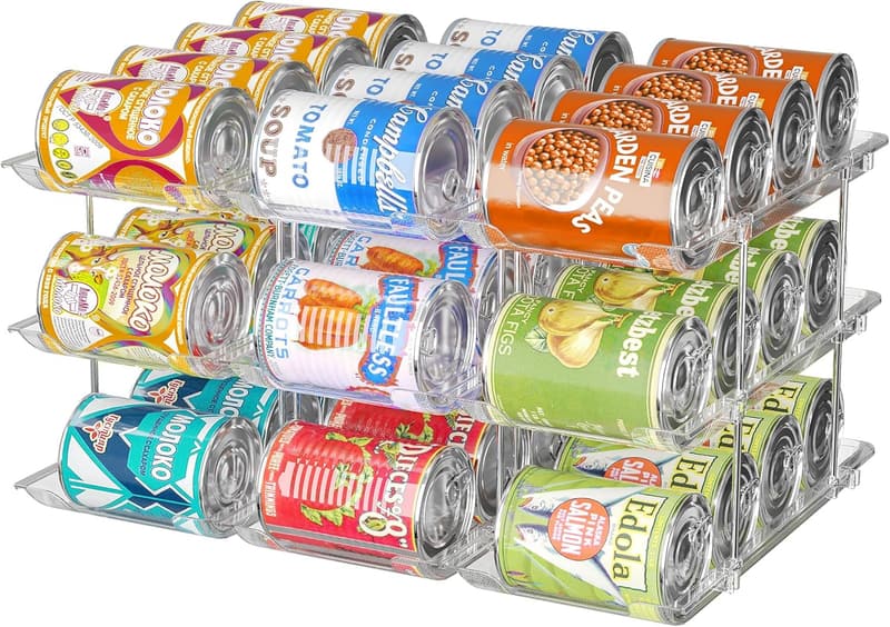Pantry Can Organizer Set - 3-Tier Stackable Rack for 36 Cans