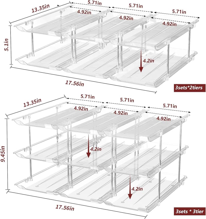 Pantry Can Organizer Set - 3-Tier Stackable Rack for 36 Cans