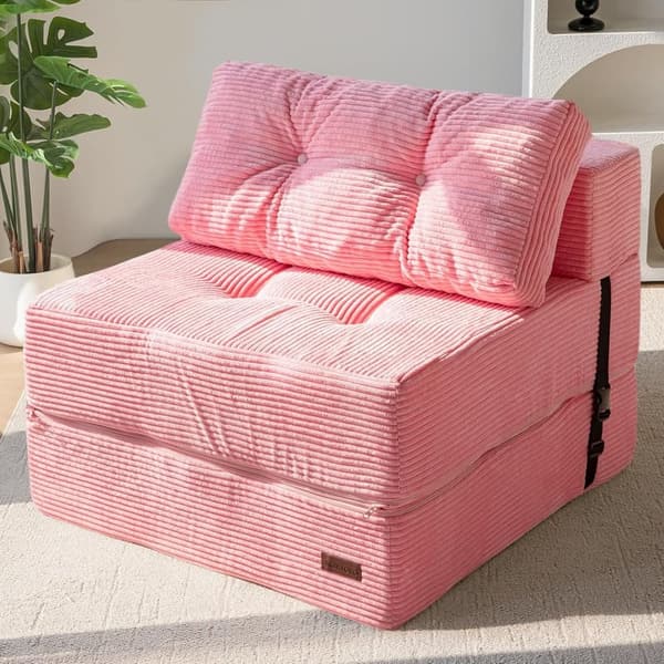 Portable 4-in-1 Convertible Sofa Bed for Living Room - Pink