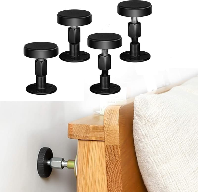 Anti-Shake Tool for Bed Frames and Cabinets, 4PCs (Black)