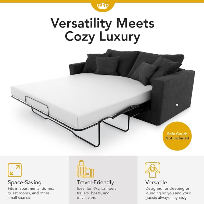 4-inch CoolBreeze Gel Memory Foam Queen Sofa Bed Mattress