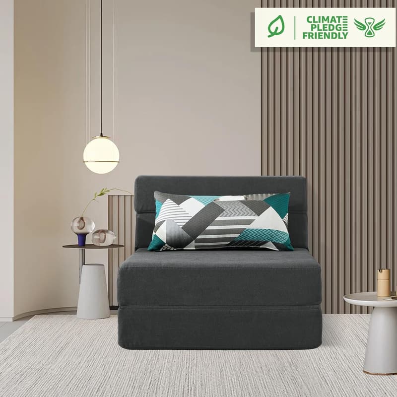 Dark Gray Memory Foam Folding Sleeper Chair Bed