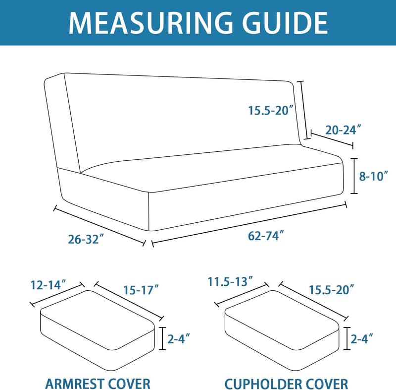 Stretch Futon Cover Set with Armrests & Cupholders - Natural