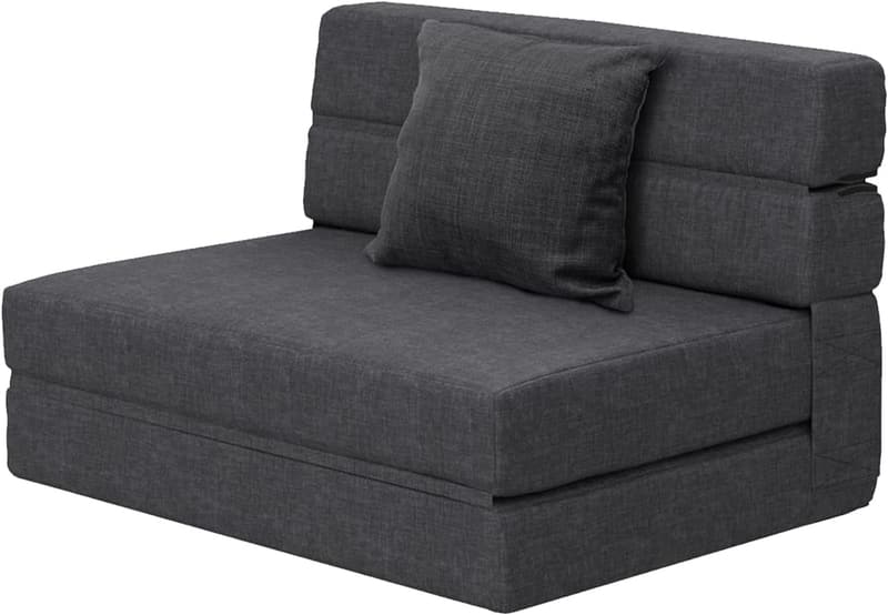 Foldable Memory Foam Sofa Bed with Pillow - Twin Size, Dark Gray