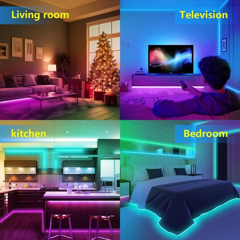100ft RGB Music Sync LED Strip Lights with App Control