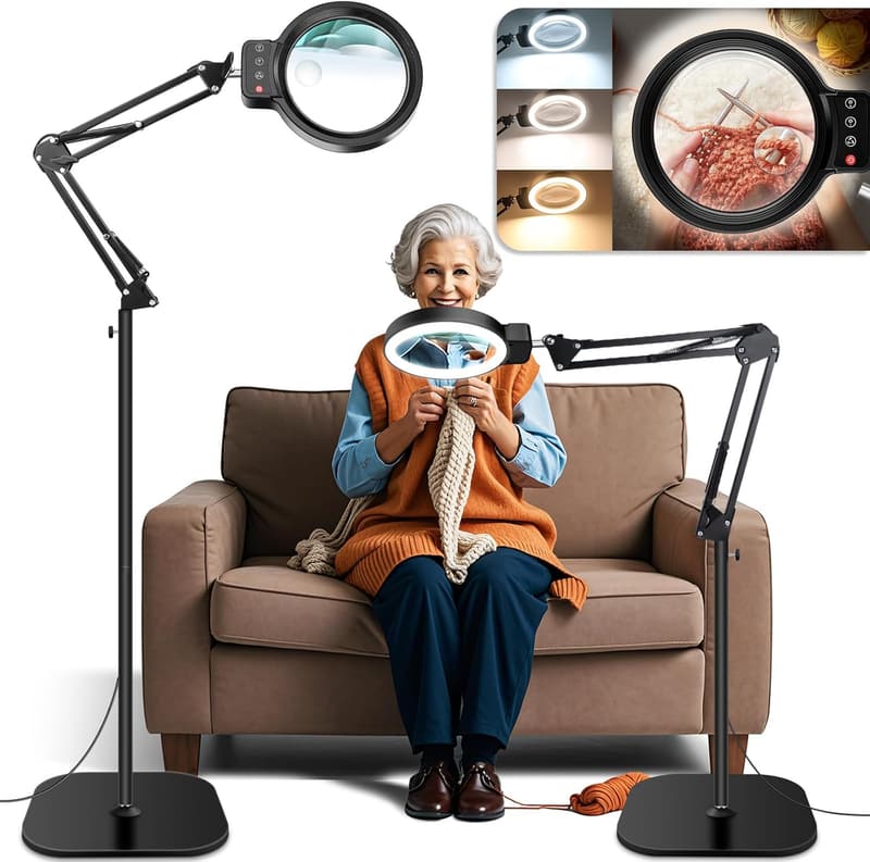 Adjustable Height LED Magnifying Lamp with Light for Crafts and Reading