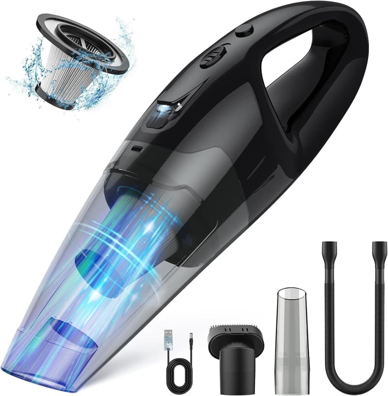 Cordless 3-in-1 Handheld Vacuum with HEPA Filter and LED Light
